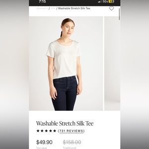 Quince washable silk stretch tee.NWT